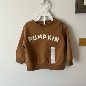 Little Co NWT “Pumpkin” crew, size 12mo
